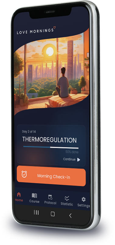A smartphone displaying the Love Mornings App